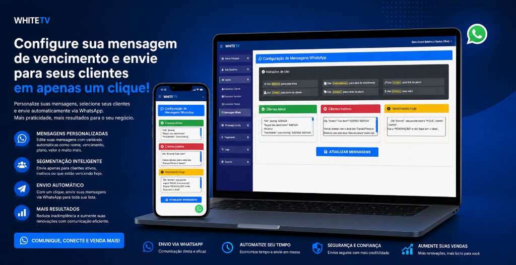 Lista de clientes inativos IPTV para reativação no painel White TV